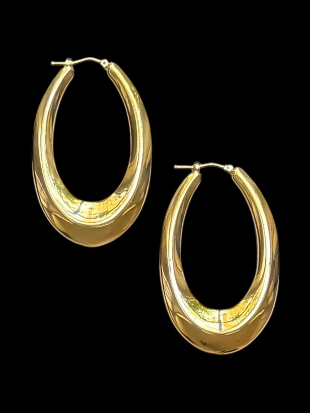 Milor Italy 14K Yellow Gold Polished Large Oval Hoop Earrings - Picture 3 of 11